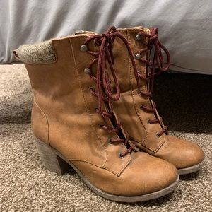 Lace up high-heel boots